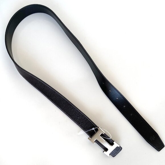 Hermès Reversible Leather Belt with 18K Plated H Buckle Black/Brown Size 95/38 - Picture 9 of 12